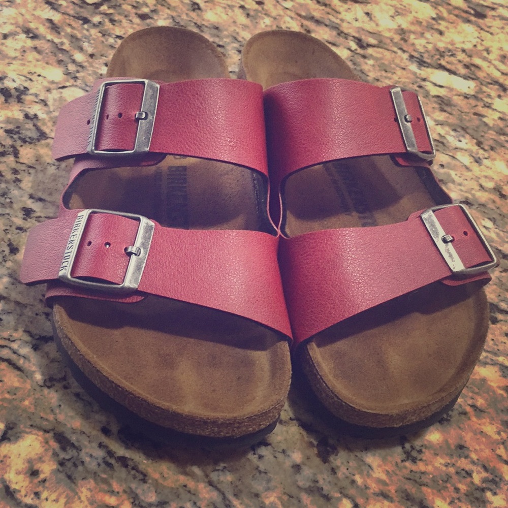 Red Birkenstock sandals